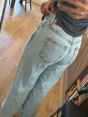 Guess Light Blue High-Rise Straight Leg Jeans